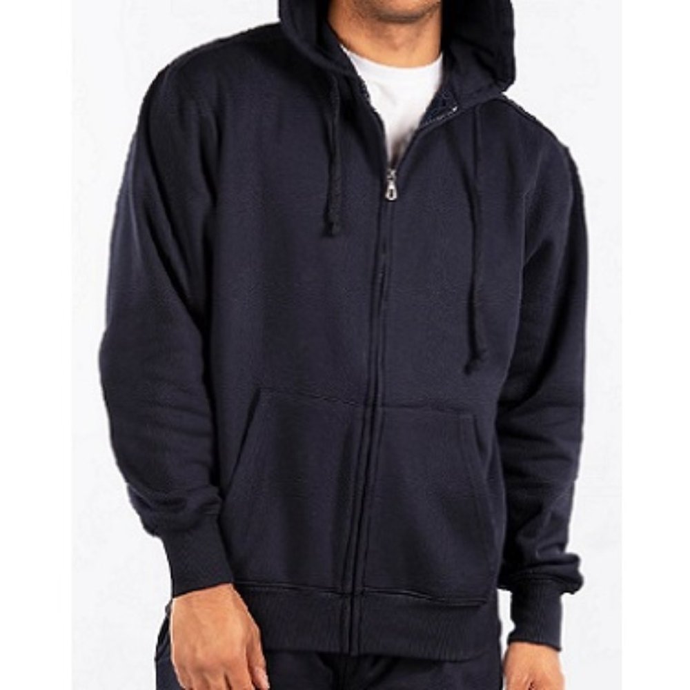 🆕 FLEECE FULL ZIP-UP HOODIE JACKET - NAVY BLUE - MEN
